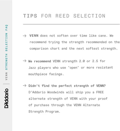 D'Addario VENN Blatt für Tenorsaxophon, G2, Stärke 2.0 Strength 2.0, Strength 2.0