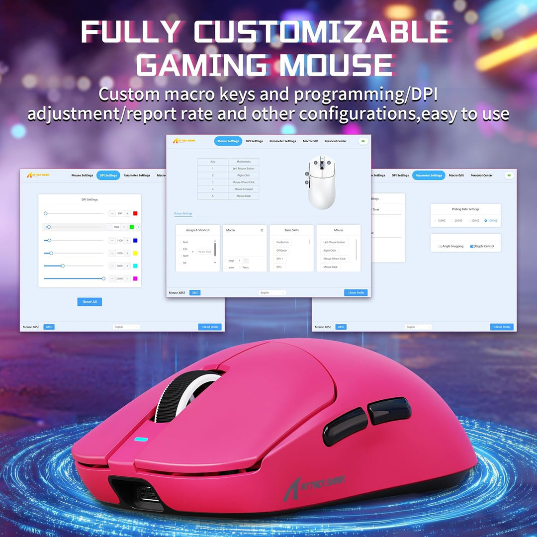 MAMBASNAKE X Attack Shark X8SE 55g ultraleichte kabellose Gaming Maus–bis zu 25000 DPI,PAW3311-Senso