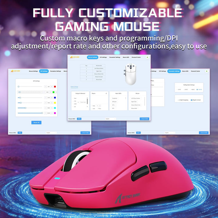 MAMBASNAKE X Attack Shark X8SE 55g ultraleichte kabellose Gaming Maus–bis zu 25000 DPI,PAW3311-Senso