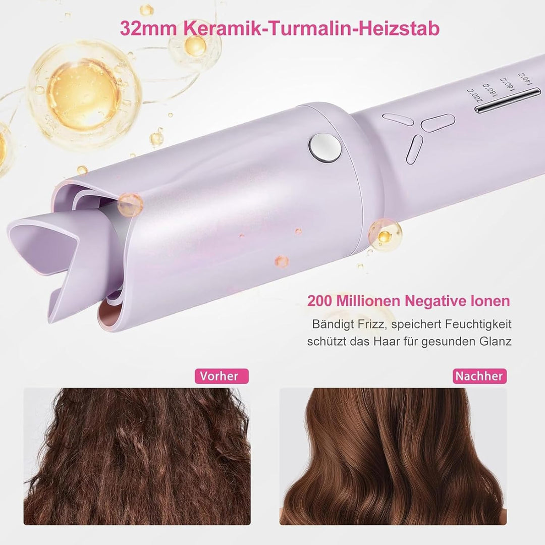 Kabellos Lockenstab Automatisch 32mm mit 5000mAh Akku - Anti-Haarklemmen System für Langes & Kurzes