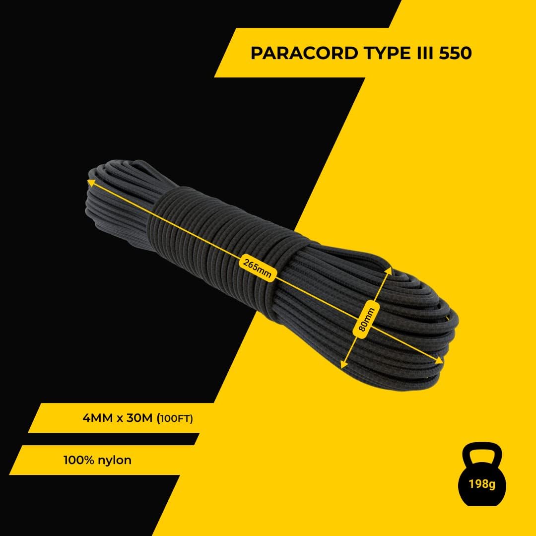 Paracord 4 mm, 20+ Militärfarben (15 m, 30 m, 50 m, 100 m, 300 m) | Ideal zum Basteln, Camping, Outd
