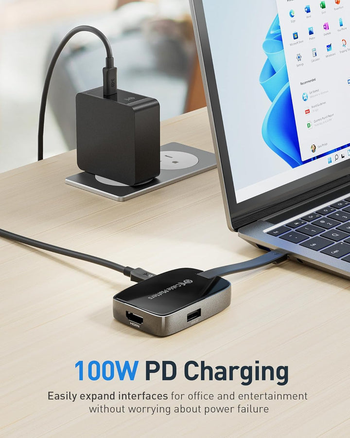 Cable Matters Portabler 4-in-1 USB C Hub HDMI 4K 60Hz 100W Laden, 10G USB-A, USB-C (klappbarer USB C