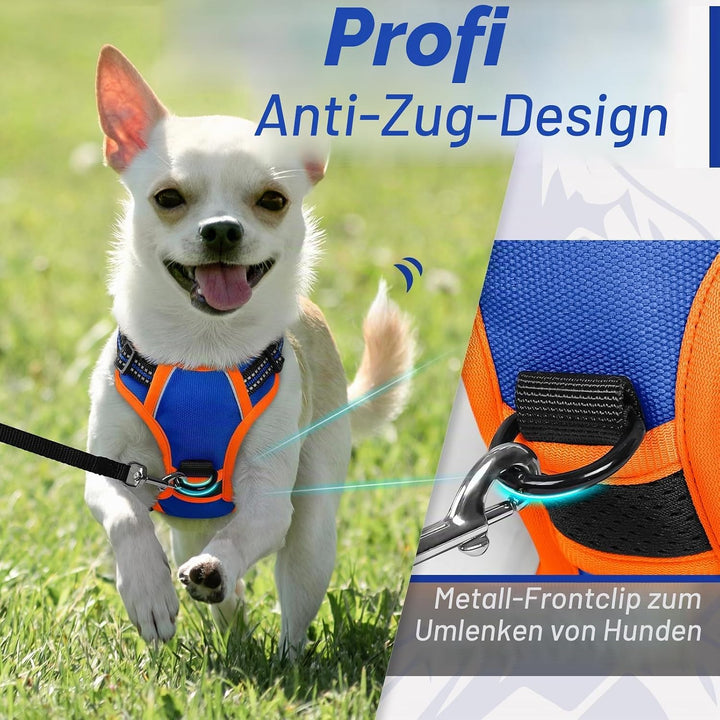Eagloo Hundegeschirr Kleine Hunde, Anti Zug Hundegeschirr mit Reflexstreifen und Kontrolle, Verstell