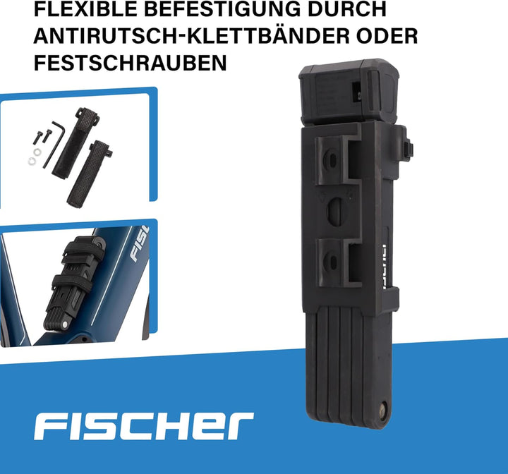 Fischer Fahrrad Faltschloss mit Schlüssel PROTEC Plus+ FK110, flexibel und kompakt, mit Soft-Materia