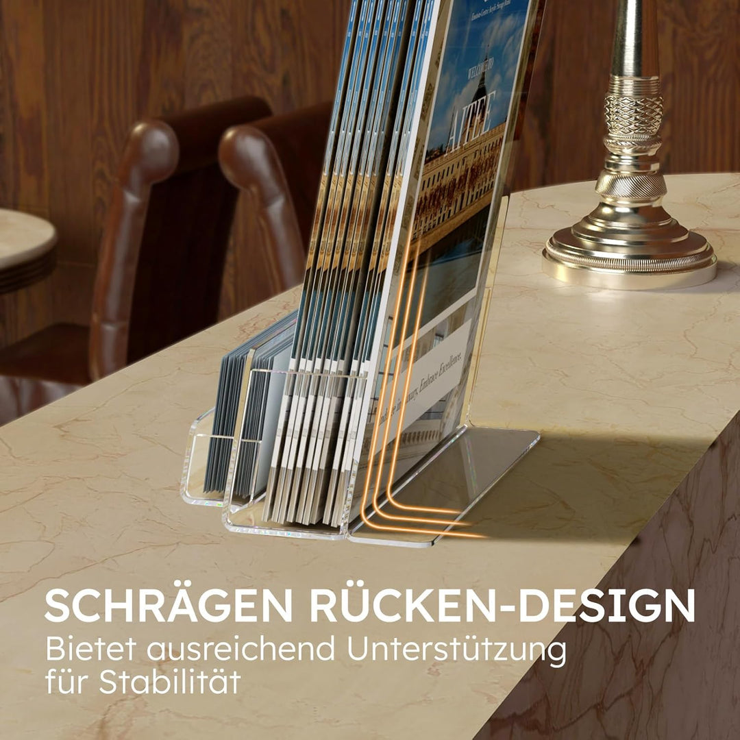 AITEE DIN A5 Tisch-Prospektständer: 2 Stück Acryl Transparenter Flyerständer mit Visitenkartenhalter