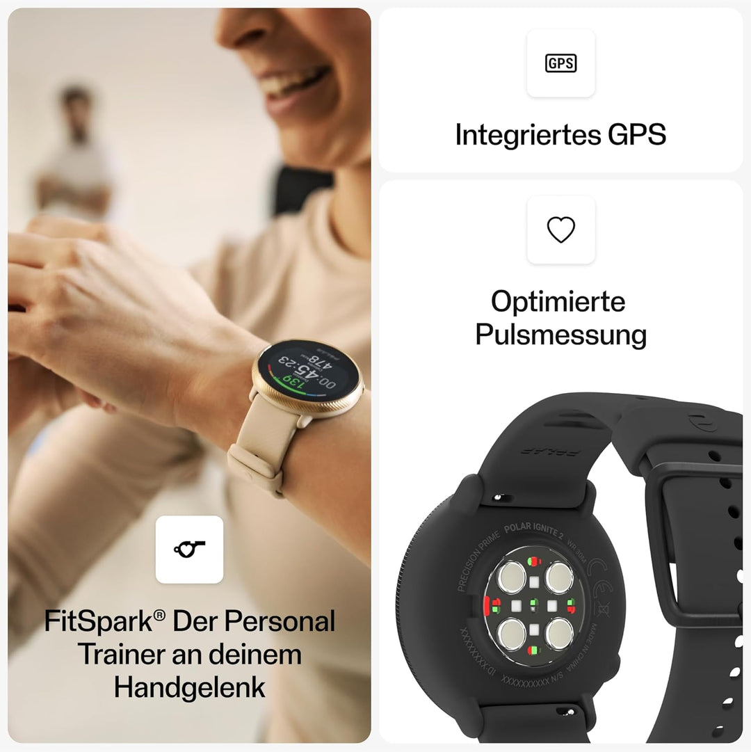 Polar Ignite 2 - GPS Sport-Smartwatch für Damen und Herren - Pulsuhr - Fitness Tracker - Uhr mit Sch