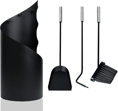 XMTECH 4 Teilig Kaminbesteck Set Kamingarnitur Kaminzubehör Metall Modern Design für Küche Haushalt,