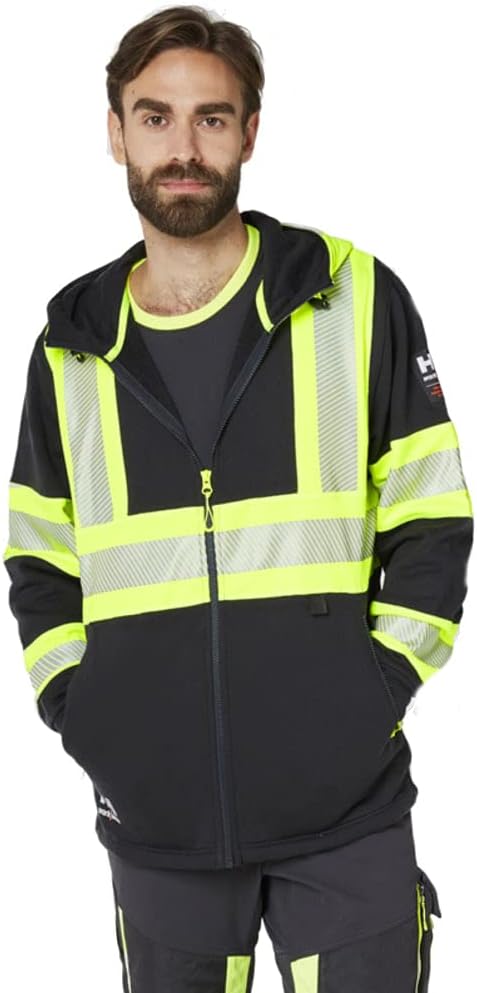 Helly Hansen Mens ICU Hi Vis Hooded Workwear Sweater Jumper Hoodie, S