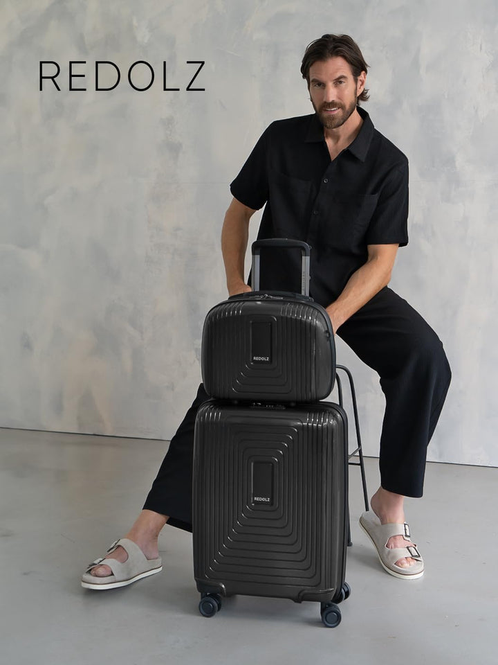 REDOLZ Hartschalen Handgepäck Kosmetik-Koffer | Stabiles Beauty-Case mit Aufsteckfunktion |34 x 17 x