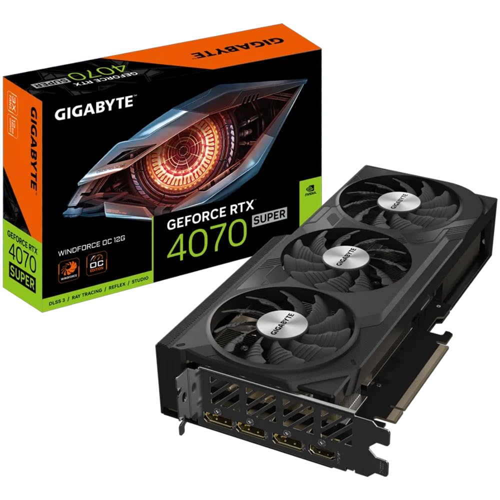 GIGABYTE GeForce RTX 4070 SUPER WINDFORCE OC 12G NVIDIA 12 Go GDDR6X Windforce Einzeln, Windforce Ei