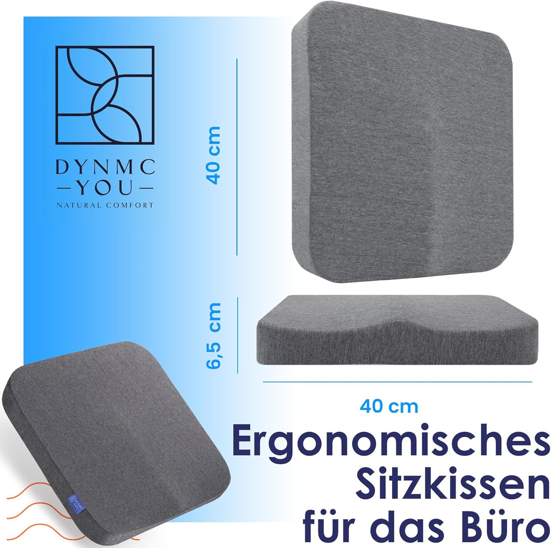 DYNMC you Ergonomisches Sitzkissen Bürostuhl - Mittelhart H3 - Test SEHR GUT - [MIT PHYSIOTHERAPEUTE