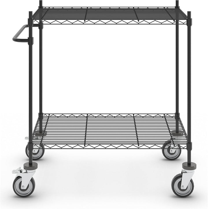 kaiserkraft | Drahtgitter-Tischwagen | schwarz | mit 2 Etagen | LxBxH 910 x 610 x 1025 mm