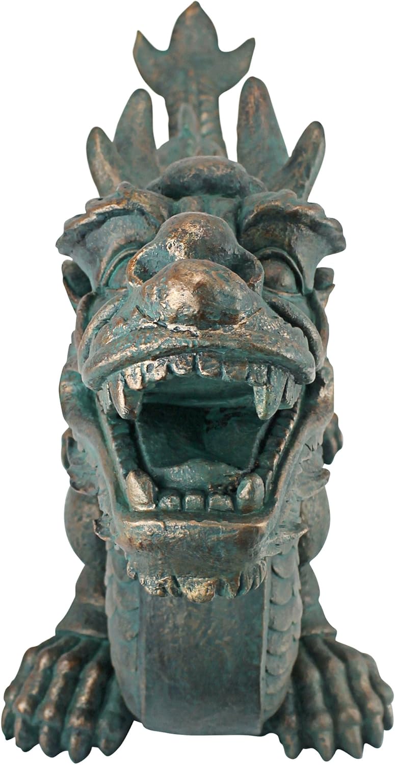 Design Toscano AL25253 Wandskulptur Asiatischer Drache der Grossen Mauer: Gross, Harz, grün, 23 x 75