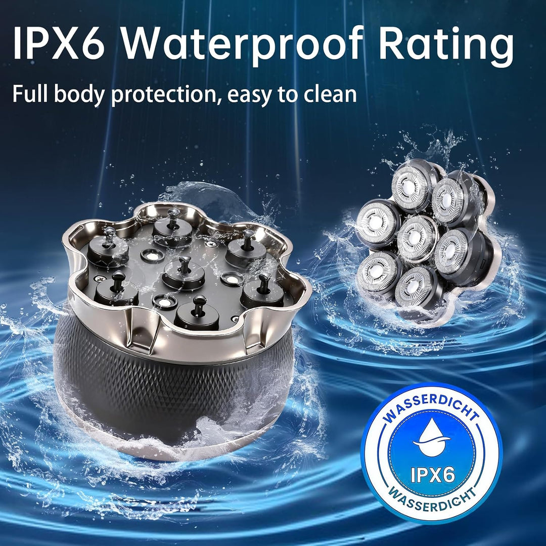 Glatzen Rasierer Herren, Upgrade-7D Kopfrasierer Glatze, IPX6 Wasserdicht Glatzenrasierer, mit Magne