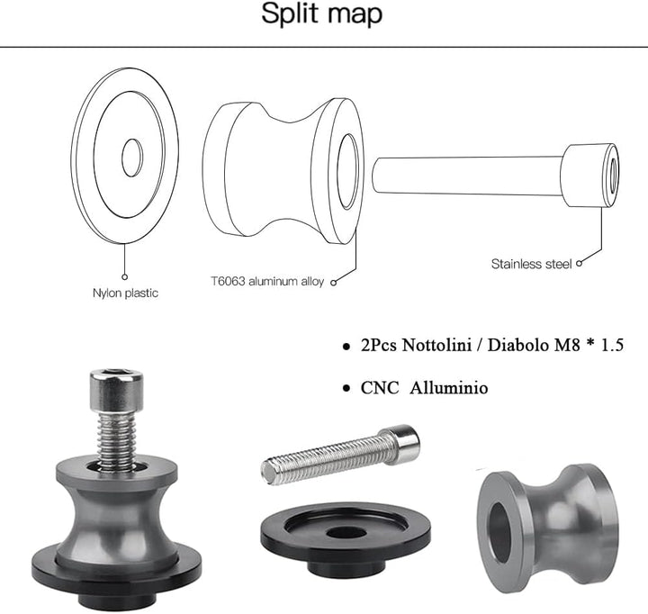 2pcs Montageständer Racingadapter M8*1,5 Bobbins CNC Ständeraufnahme Für S1000R S1000RR S1000XR S100