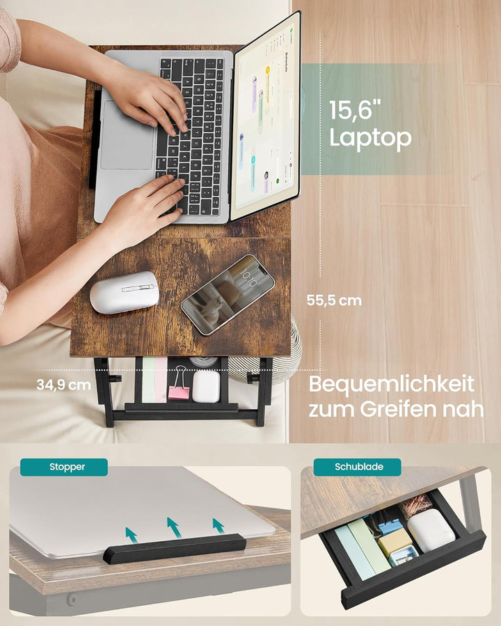 SONGMICS Laptoptisch, Laptopständer, Frühstückstablett, klappbare Beine, für Bett und Sofa, höhenver