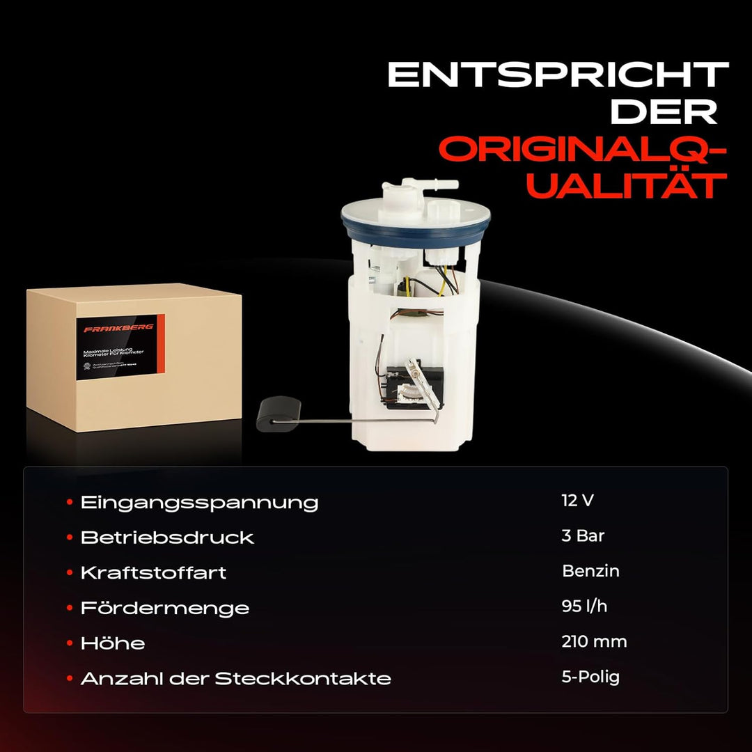 Frankberg Kraftstoffpumpe Benzinpumpe Kraftstoff-Fördereinheit Modul Satz ohne Drucksensor 5-Polig K