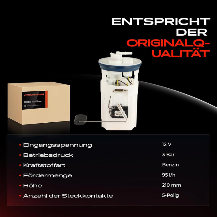 Frankberg Kraftstoffpumpe Benzinpumpe Kraftstoff-Fördereinheit Modul Satz ohne Drucksensor 5-Polig K
