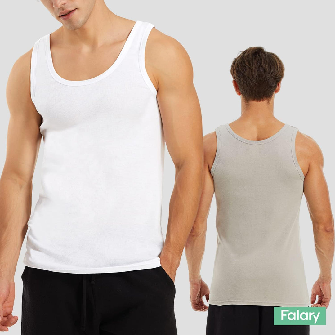 FALARY Unterhemd Herren Tank Top 5er Packs gekämmte Feinripp Baumwolle Weitere Farben alle Grössen 3