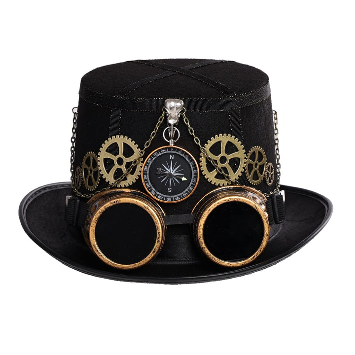 COSDREAMER Steampunk Top Hüte Goggle Gear Hut für Damen und Herren Gr. large, Schwarz Schwarz M, Sch