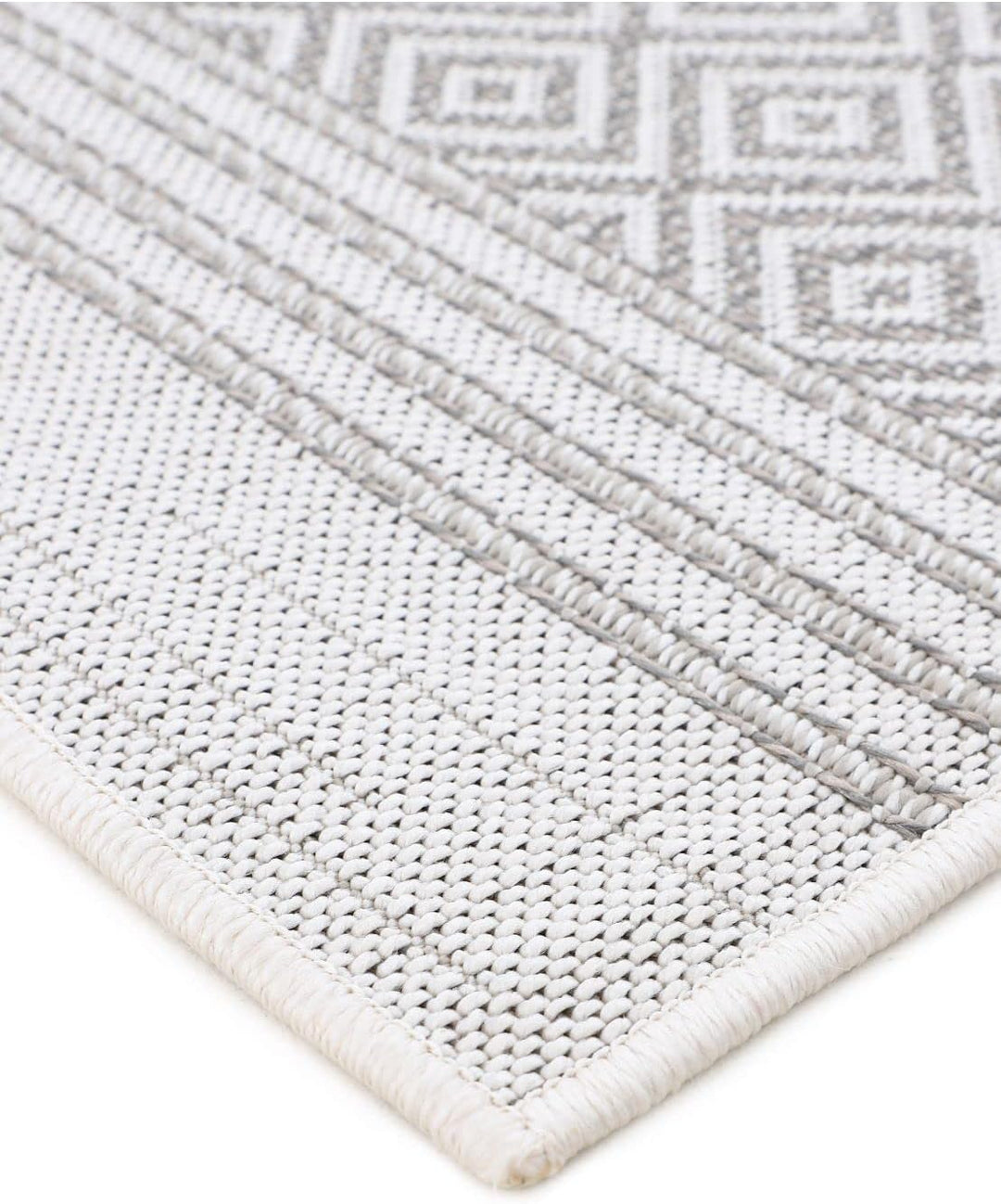 carpetfine In- und Outdoor Teppich Boho Läufer Beige Flachgewebeteppich 75x200 cm | Moderner Teppich