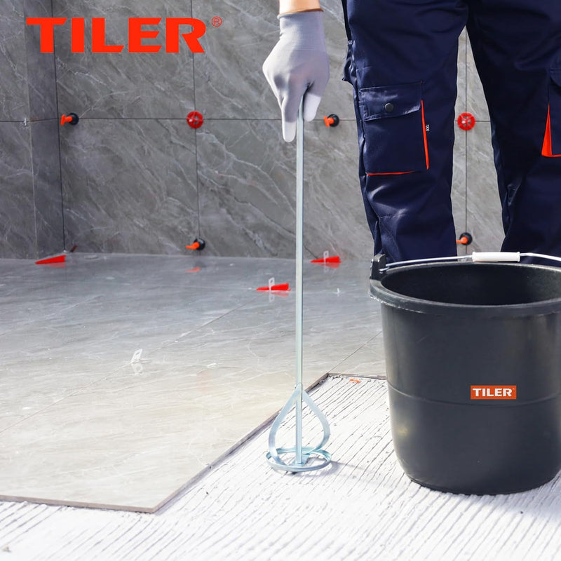 TILER 2er Set Mörtelrührer, Ø 57 x 400 mm，Rührkorb für Lacke, Mörtel und Putze- Verzinkter Stahl Rüh