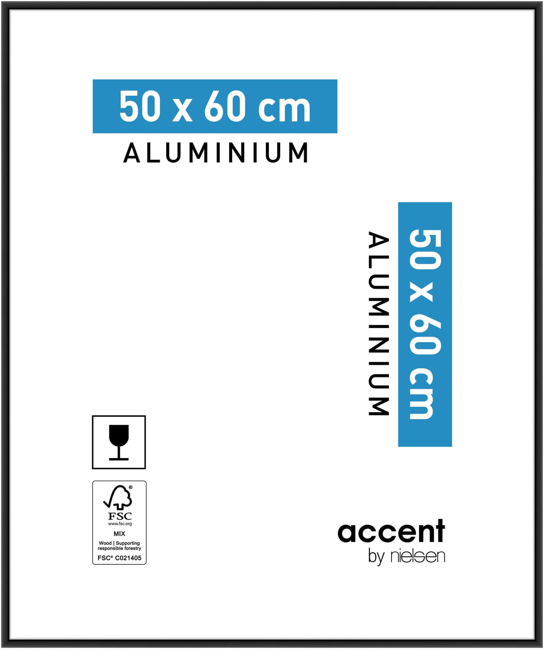 accent by nielsen Aluminium Bilderrahmen Accent, 50x60 cm, Schwarz Matt 50 x 60 cm Schwarz Matt, 50