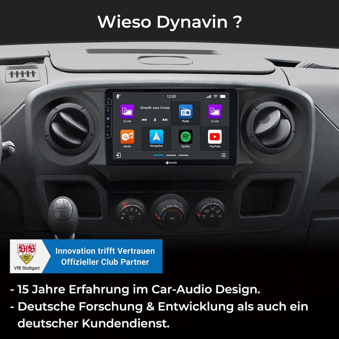 DYNAVIN Android Autoradio Navi für Renault Master Opel Movano Nissan NV400, 9 Zoll Radio mit Wireles