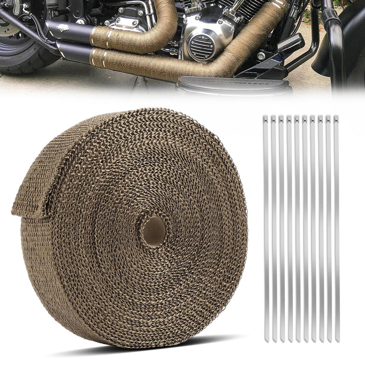 GEAREVER 20M*5CM Hitzeschutzband Basaltfaser mit 10 Kabelbinder Edelstahl, Hitzeschutzband Auspuff f