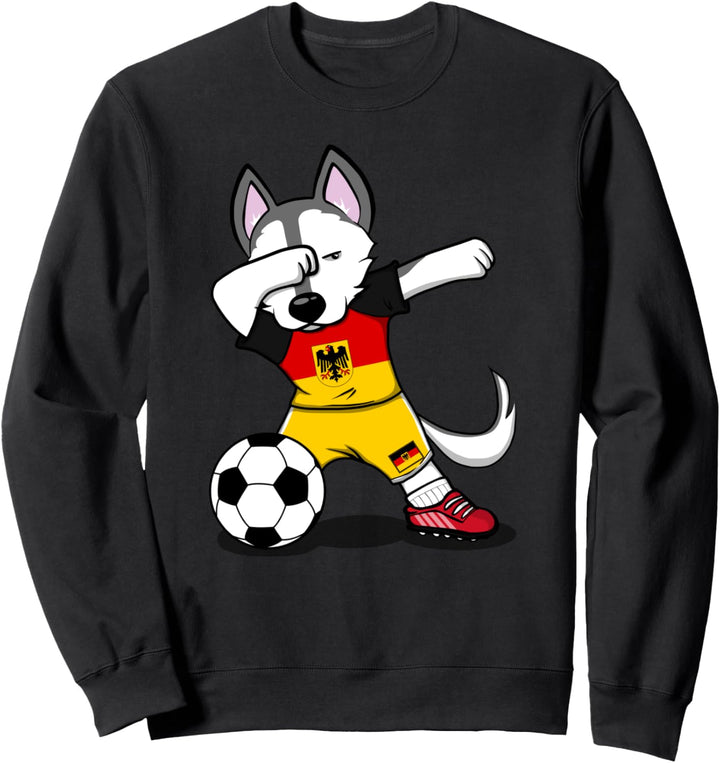 Tupfen Husky Dog Deutschland Fussball - Deutsche Flagge Sweatshirt