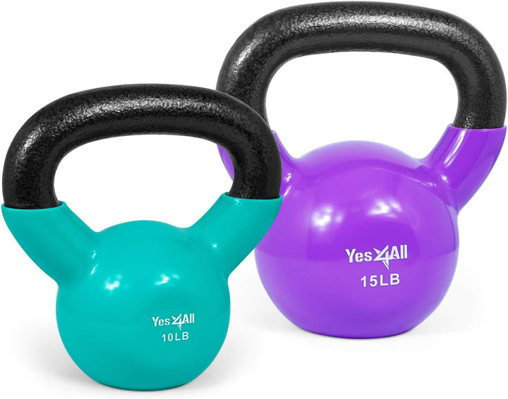 Yes4All 2-20kg Kettlebell aus Gusseisen, mit Vinylbeschichtung, Schwunghantel, Kugelgewicht M. 4.5 +