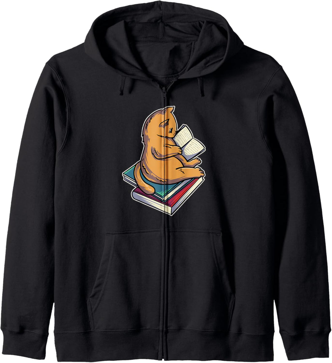 Katze Lesen und Kaffee Bücher Literatur Kapuzenjacke