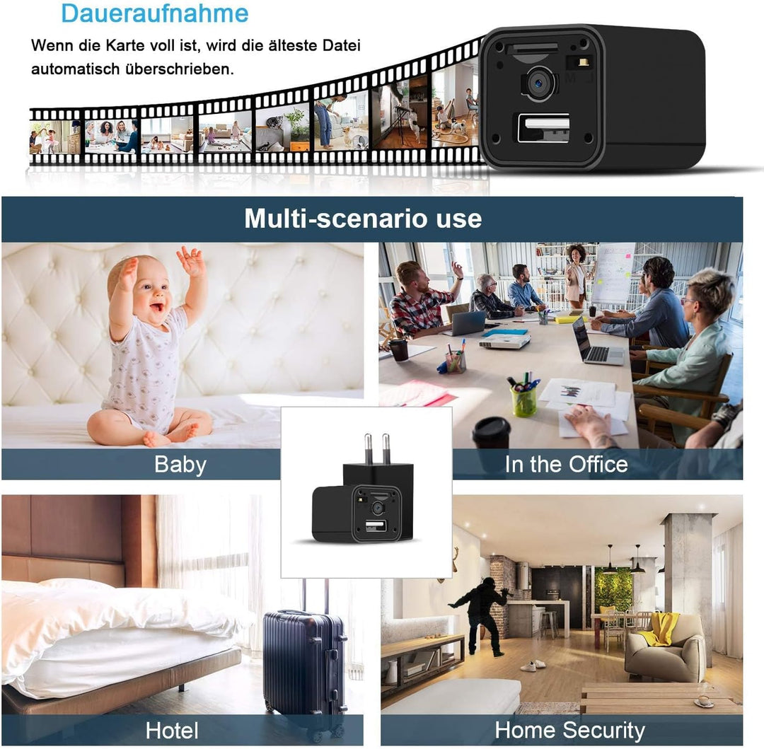 Mini Überwachungskameras 1080P USB Mini Kamera Ohne WLAN | Sicherheitskamera Videorekorder mit Beweg