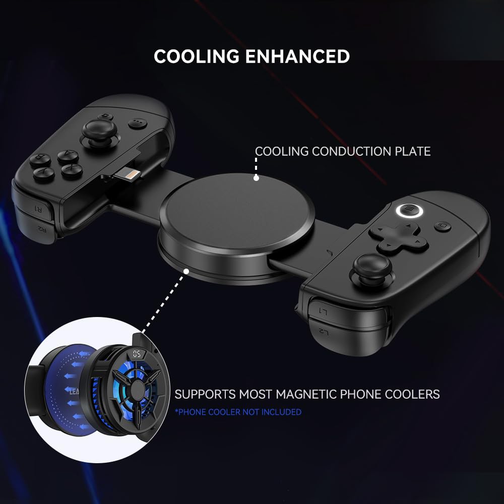 Leadjoy M1 Mobile Gaming Controller für iPhone iOS mit Kühlleitungsplatte, Hall-Effekt-Joysticks, iP