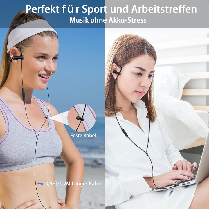 USB C Kopfhörer mit Mikrofon Ohrhaken Lautstärkeregler Kopfhörer USB C mit Kabel für Samsung Galaxy