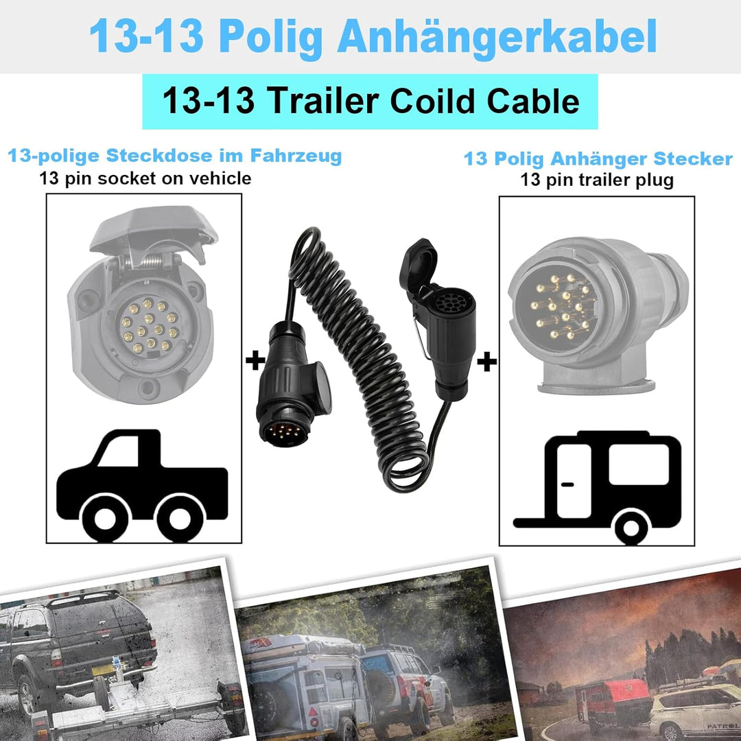 13 polig auf 13 polig Anhängerkabel, 13 polig Verlängerungskabel 3 Meter, 13 polig auf 13 polig Adap