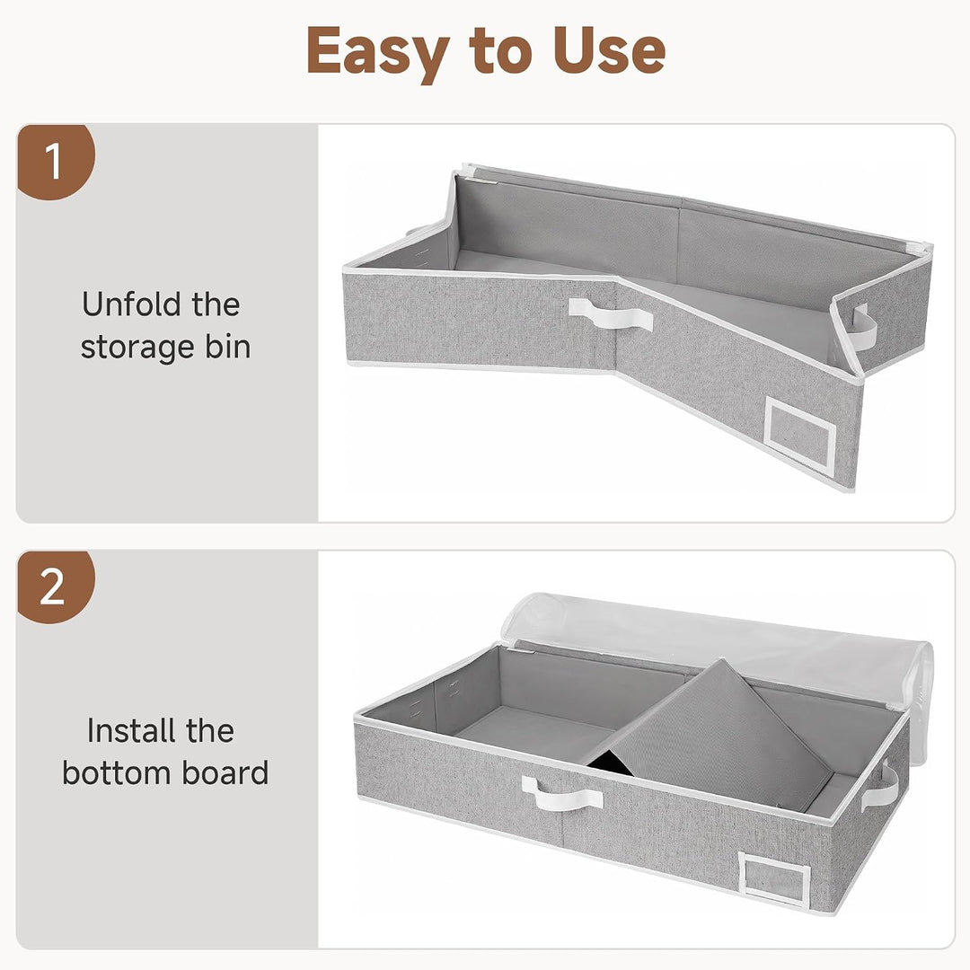StorageWorks Unterbett Aufbewahrungsbox mit Deckel, Stoff Unterbettkommode mit Griffen, faltbare Unt