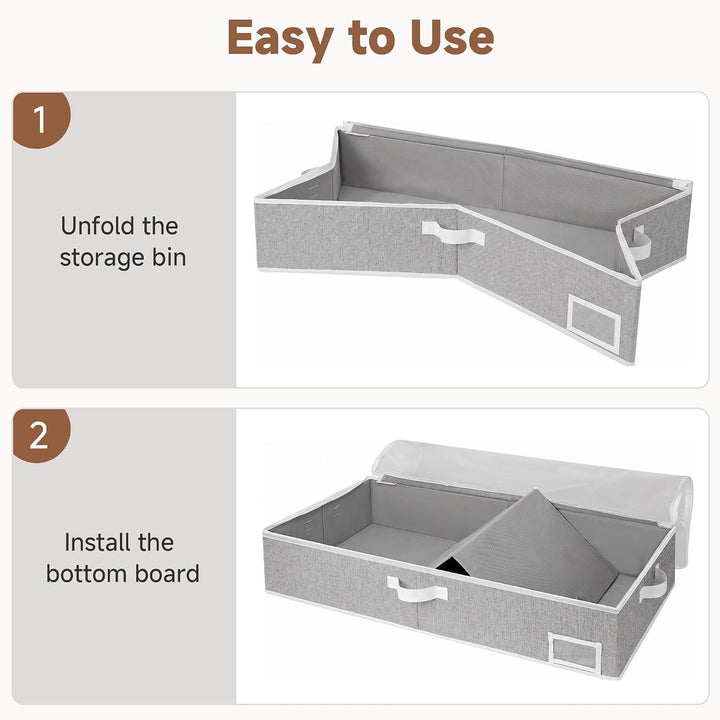 StorageWorks Unterbett Aufbewahrungsbox mit Deckel, Stoff Unterbettkommode mit Griffen, faltbare Unt