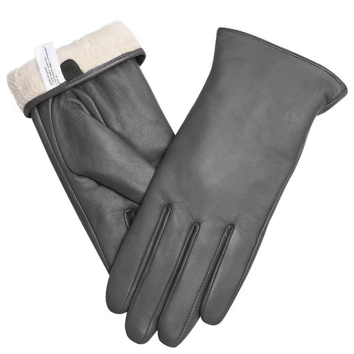 Touchscreen Handschuhe für Damen Warme Lederhandschuhe Gefüttert Winter SMS-Handschuhe Grau S, Grau