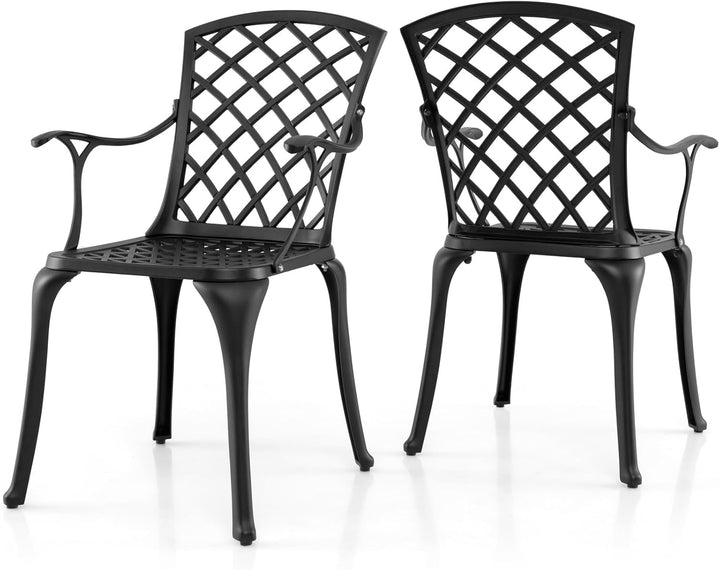 GOPLUS 2er Set Gartenstühle, Balkonstühle mit bequemen Armlehnen & gebogener Rückenlehne & breiter S