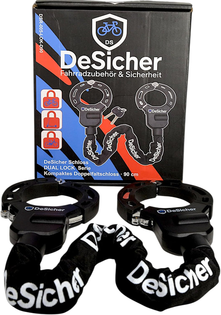 DuoLock 90 - Grosses Handschellen-Kettenschloss für E-Scooter & Fahrrad, 90 cm, 70 mm Öffnungsdurchm