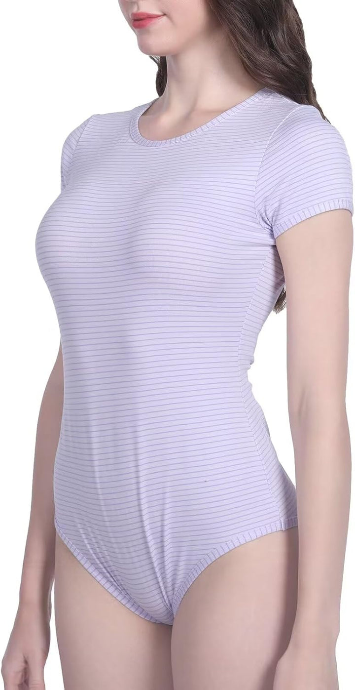 Landofgenie Bodys für Damen Einteiler Bodysuit Jumpsuit Baumwolle Kurzarm Nette Onesie Pyjamas Nacht