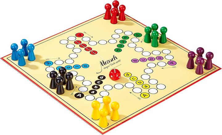 Schmidt Spiele 49085 Classic Line, Mensch ärgere Dich Nicht, mit extra grossen Spielfiguren aus Holz