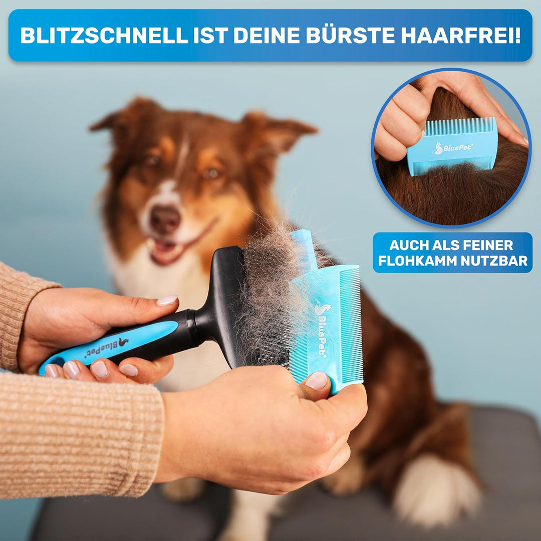 BluePet ZupfZeug Pro Professionelle Hundebürste Langhaar, Flexible Zupfbürste für Hunde & Katzen I E