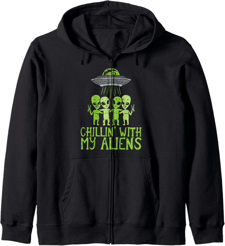 Chillin With My Aliens Group Kleinkind Jungen Halloween Kinder Kapuzenjacke