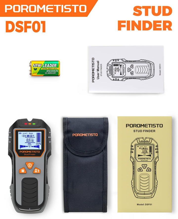 Leitungssucher Ortungsgerät, POROMETISTO DSF01 Wand Scanner, 6-in-1 Multifunktional Stud Finder | Le