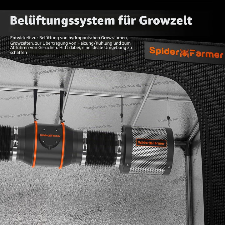 Spider Farmer 150 mm/6 inch Kohlefilter für Growzelt, Luftkohlefilter mit Premium Australien Virgin
