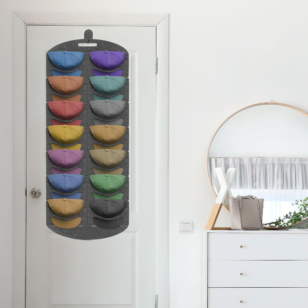 ENLACE Baseball Kappen Halterung, Doppelte Reihe Faltbar Cap Halterung Wand mit 14 Taschen, Baseball