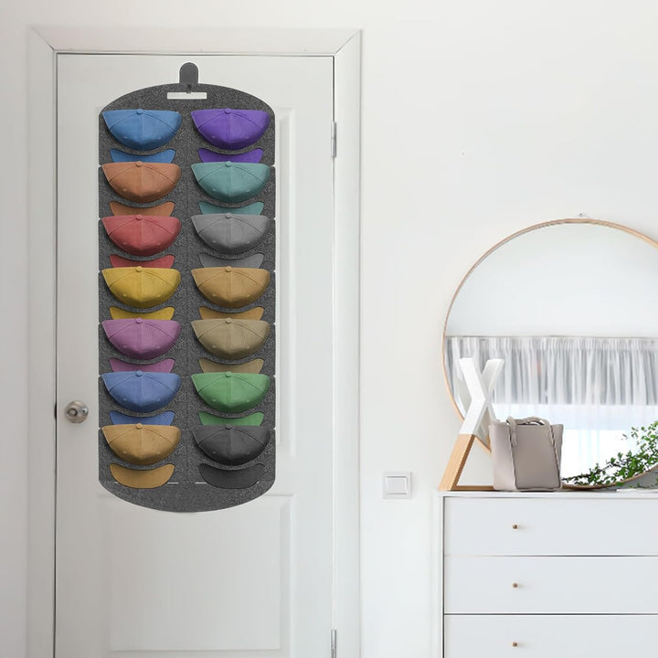 ENLACE Baseball Kappen Halterung, Doppelte Reihe Faltbar Cap Halterung Wand mit 14 Taschen, Baseball