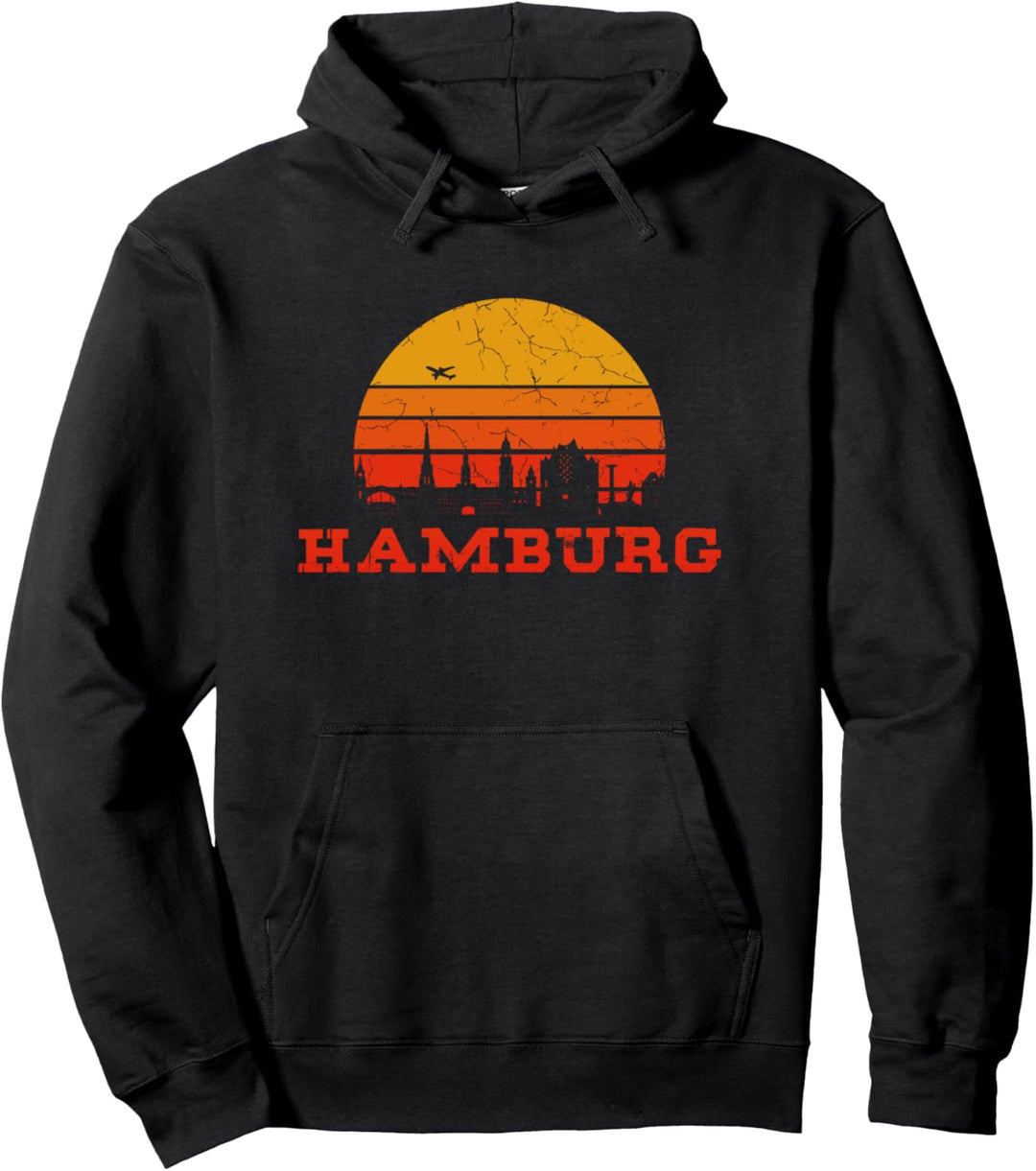 "Hamburg" Motiv mit Skyline von Hamburg im Sonnenuntergang Pullover Hoodie